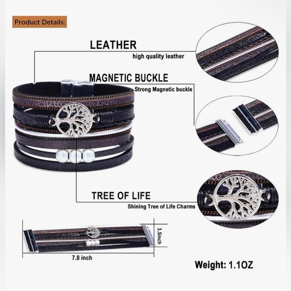 Inspirational Tree of Life Leather Bracelets for Women, Gifts for Teens Girls - Picture 2 of 6
